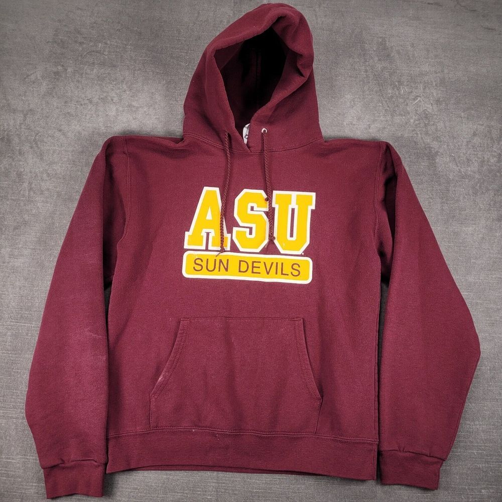 Arizona State Sun Devils Vintage Pull Over Hoodie Pockets Red Mens Sz Large USA‎